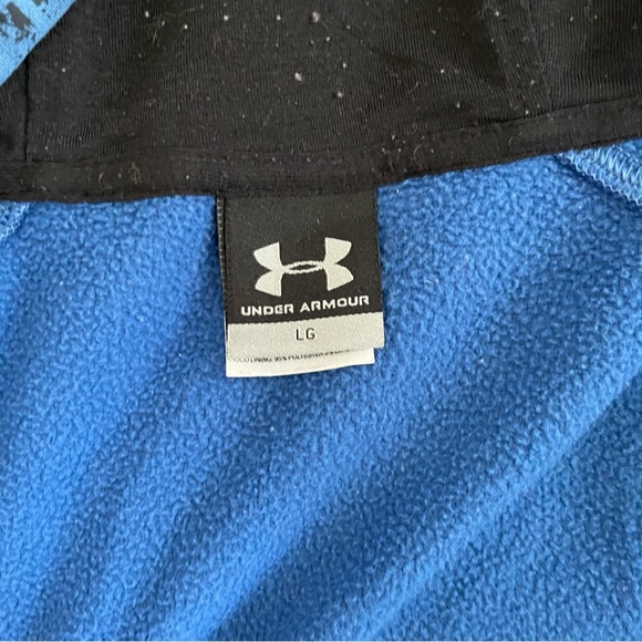 Under Armour Blue Fleece-lined Zipper Hoodie with Logo Print - Picture 10 of 13